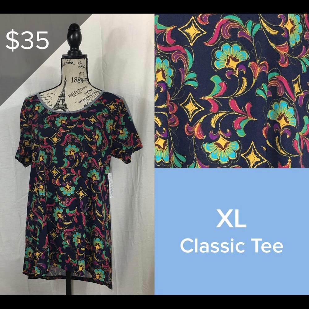 Vintage LuLaRoe Classic T XL Navy Floral